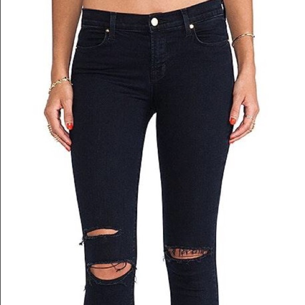 J Brand Blue Mercy Cropped Skinny Jeans